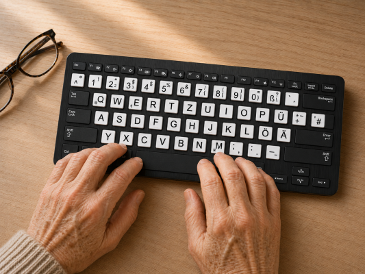 Tastaturaufkleber für Senioren – Größer, klarer, einfacher tippen - Tastaturaufkleber für Senioren – Große Schrift, klarer Kontrast