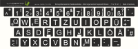 Deutsche Tastaturaufkleber, extra große Zeichen, 13 x 13 mm | Schwarz/Weiß