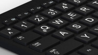 Deutsche Tastaturaufkleber, extra große Zeichen, 13 x 13 mm | Schwarz/Weiß